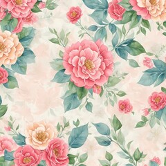 seamless pattern with pink flowers