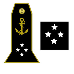 Galon de l'armée de la marine nationale française des officiers généraux: vice-amiral d'escadre