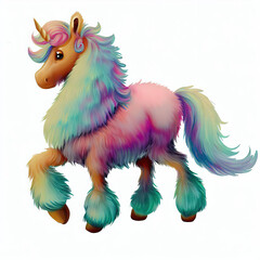 3D furry forest animal with beautiful colors and white background. with Generative AI technology	
