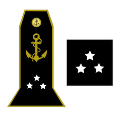 Galon de l'armée de la marine nationale française des officiers généraux: vice-amiral - obrazy, fototapety, plakaty