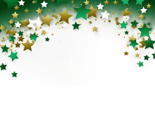 green stars frame border with blank space in the middle on white background festive concept celebrations backdrop with copy space for text photo or presentation