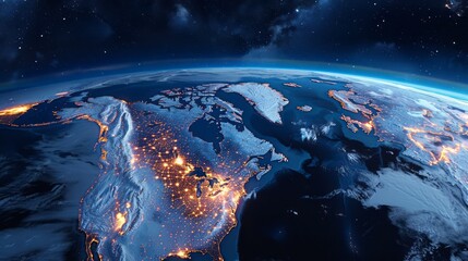The Arctic. night-day satellite image