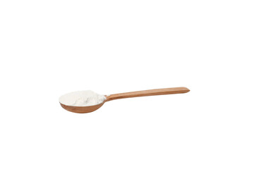 PNG, A wooden spoon with collagen, isolated on white background