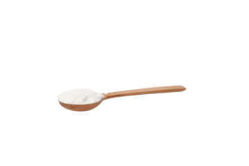 PNG, A wooden spoon with collagen, isolated on white background