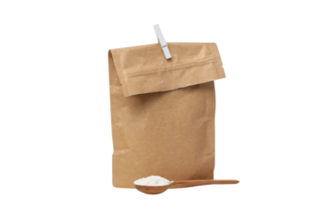 PNG,A paper bag with collagen, isolated on white background