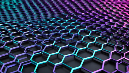 Obraz premium Hexagon structural material concept, hexagon shaped chemical structure, AI generated