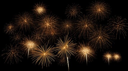 Festive firework salute burst isolated on a black background.