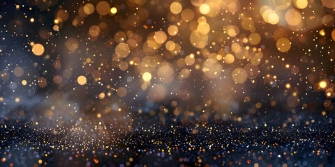 Obraz na płótnie Canvas Abstract luxury gold background with gold particles. glitter vintage lights background. Christmas Golden light shine particles bokeh on dark background.,Gold Glitter Texture Shimmering The Perfect 