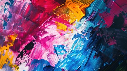 Abstract brush strokes blending in a symphony of colors and textures, creating a dynamic visual...