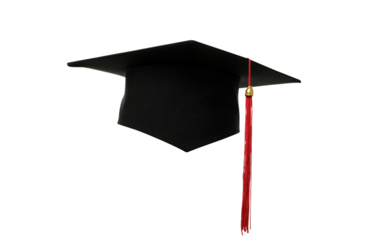 PNG, graduation cap in hands, isolated on white background.
