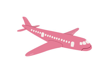 Vector summer illustration, cute pink travel icon, travel and adventure tourism, vector pink airplane