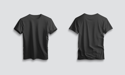 Isolated black t-shirt with shadow Mockup. Template of jersey on white .3d rendering - 779524859