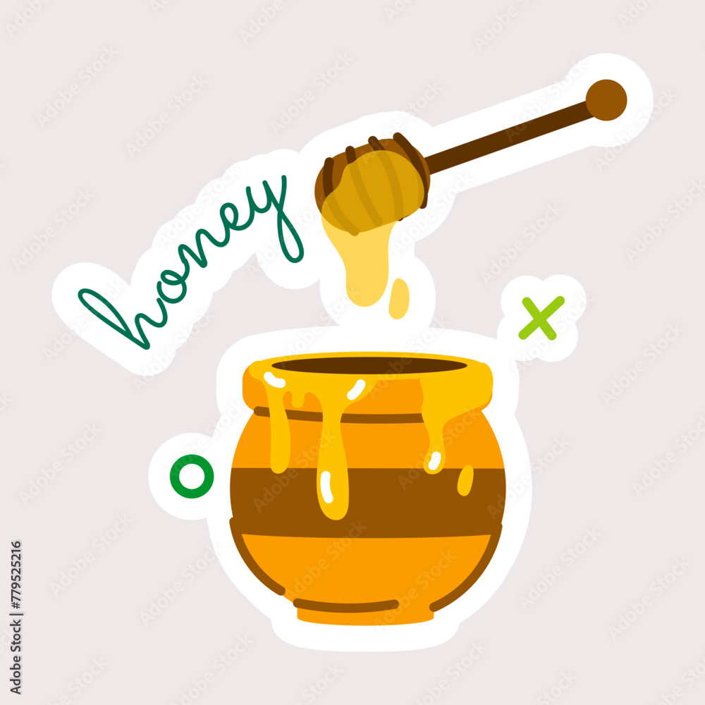 Poster an editable flat sticker of honey jar