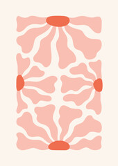 Vintage abstract groovy poster with daisy flowers. Aesthetic modern art print. Trendy naive retro hippie style. Hand drawn floral collage. Summer spring vector design.