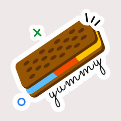 A flat sticker of cream sandwich 