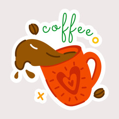 Get this flat sticker of coffee spill 