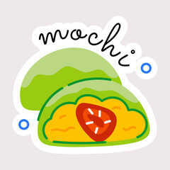 Check out flat sticker of mochi dish 