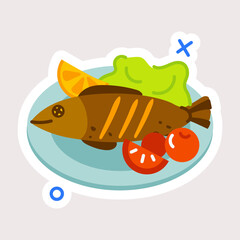 Customizable flat sticker of seafood