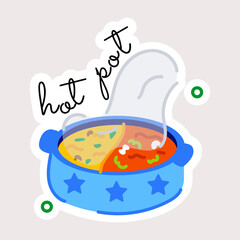 A well-designed flat sticker of hot pot 