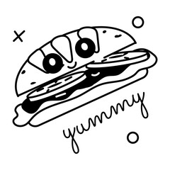 An eye catchy glyph sticker of yummy burger  - obrazy, fototapety, plakaty