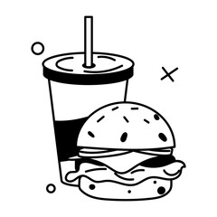 Fast food glyph sticker, customizable design 