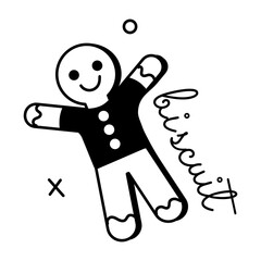 An editable glyph sticker of gingerbread cookie 