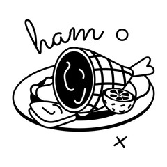 Ready to use glyph sticker of ham leg platter 