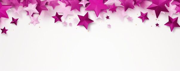 magenta stars frame border with blank space in the middle on white background festive concept celebrations backdrop with copy space for text photo or presentation - obrazy, fototapety, plakaty