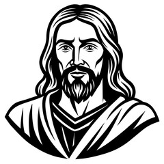 Jesus vector, black Jesus silhouette vector illustration,icon,svg,christian characters,Holiday t shirt,Hand drawn trendy Vector illustration,cross on black background