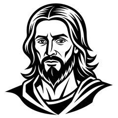 Jesus vector, black Jesus silhouette vector illustration,icon,svg,christian characters,Holiday t shirt,Hand drawn trendy Vector illustration,cross on black background