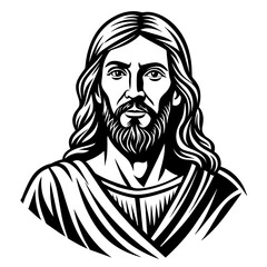 Jesus vector, black Jesus silhouette vector illustration,icon,svg,christian characters,Holiday t shirt,Hand drawn trendy Vector illustration,cross on black background