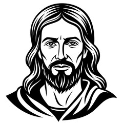 Jesus vector, black Jesus silhouette vector illustration,icon,svg,christian characters,Holiday t shirt,Hand drawn trendy Vector illustration,cross on black background