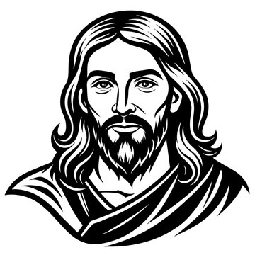 Jesus vector, black Jesus silhouette vector illustration,icon,svg,christian characters,Holiday t shirt,Hand drawn trendy Vector illustration,cross on black background
