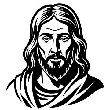 Jesus vector, black Jesus silhouette vector illustration,icon,svg,christian characters,Holiday t shirt,Hand drawn trendy Vector illustration,cross on black background