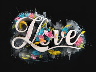 LOVE in cursive script with Floral Extravaganza with Generative AI.