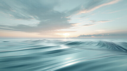 Obraz premium A calm ocean with a beautiful sunset in the background