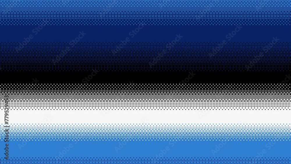 Poster animated pixel art gradient from dark blue to white color. looping animation of dithering background