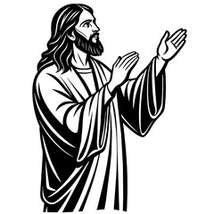 jesus with cross vector, black Jesus silhouette vector illustration,icon,svg,christian characters,Holiday t shirt,Hand drawn trendy Vector illustration,virgin mary and jesus on black background