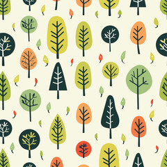 Full covered trees and leaf flat design for background