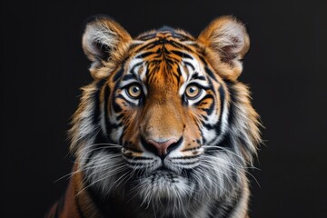 Majestic tiger close up on black background. Generative AI