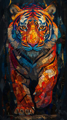 Fototapeta premium A colorful tiger is the main subject of this image