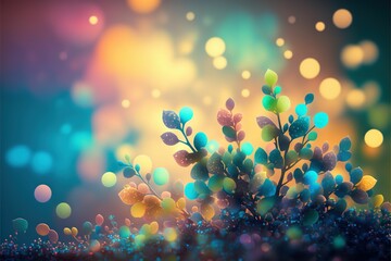Obraz na płótnie Canvas AI generated illustration of a bright bokeh background with blooming abstract flowers