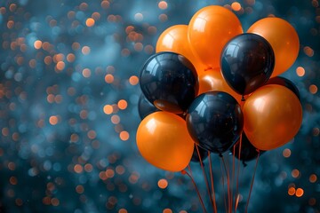 Black and Orange Balloons on a Stick