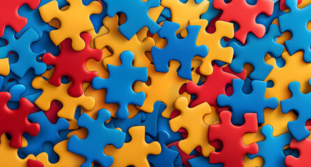 World Autism Awareness Day puzzle pattern background template showcasing the symbol of autism, medical care, and celebration of April 02.