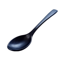 Black empty spoon isolated on transparent background