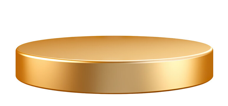 Shiny gold round pedestal display, cut out