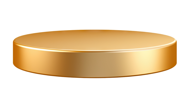 Shiny gold round pedestal display, cut out - Powered by Adobe
