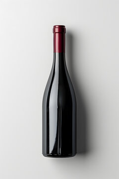 Bottle of burgundy wine mock up isolated on light grey background