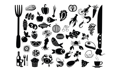 Sea food  SVG,, Silhouette, Cut File, cutting files, printable design, Clipart,