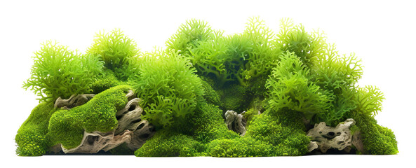 Green aquatic moss coral reef, cut out